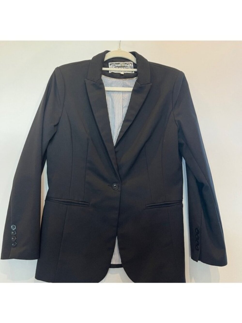 Pink Martini Cyra Womens Black One Button Blazer Medium Office Going Out Classic